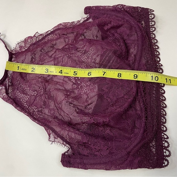NEW Victorias Secret 32DD Unlined Bralette Bra Purple Floral Lace Halter #0825 - Picture 2 of 8
